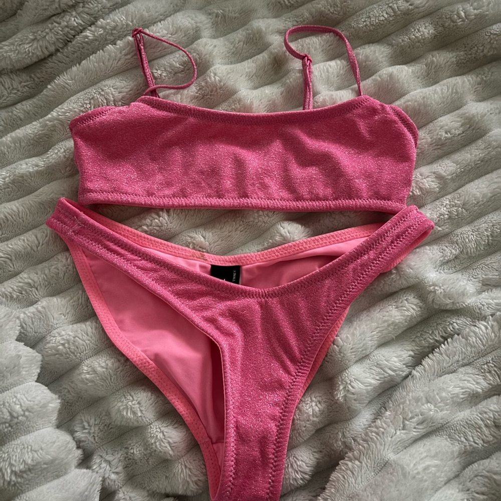Pink Triangl Glitter Bikini Set